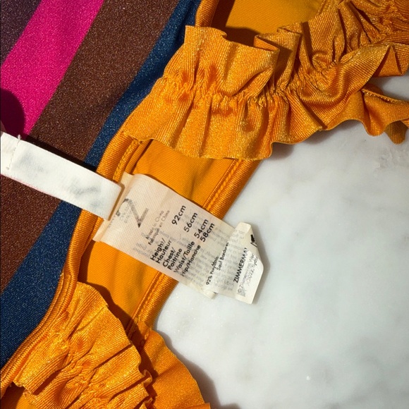 Zimmermann Colorful Ruffle Strap Striped Swimsuit 2Y - Picture 7 of 7